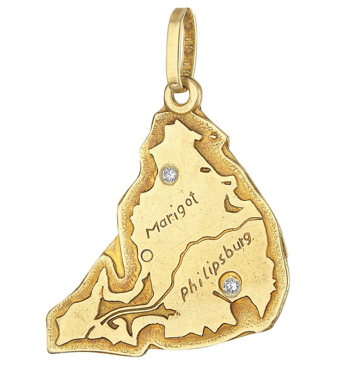 Vintage Map of St. Maarten 14k Gold Charm